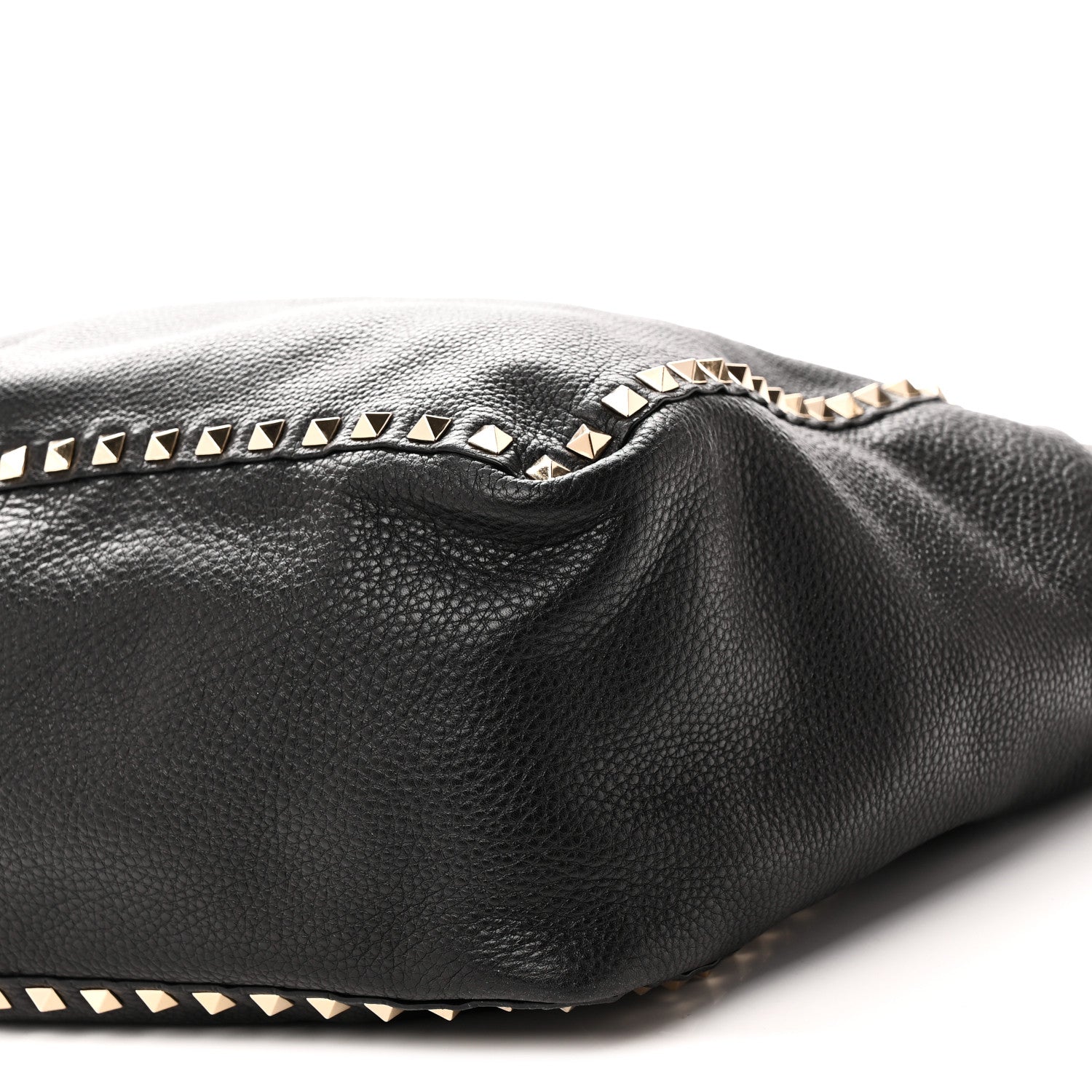 Grained Calfskin Medium Rockstud Reversible Tote Black Rose Violet