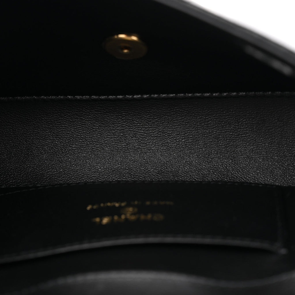 Lambskin Quilted Tab Mini Flap Black