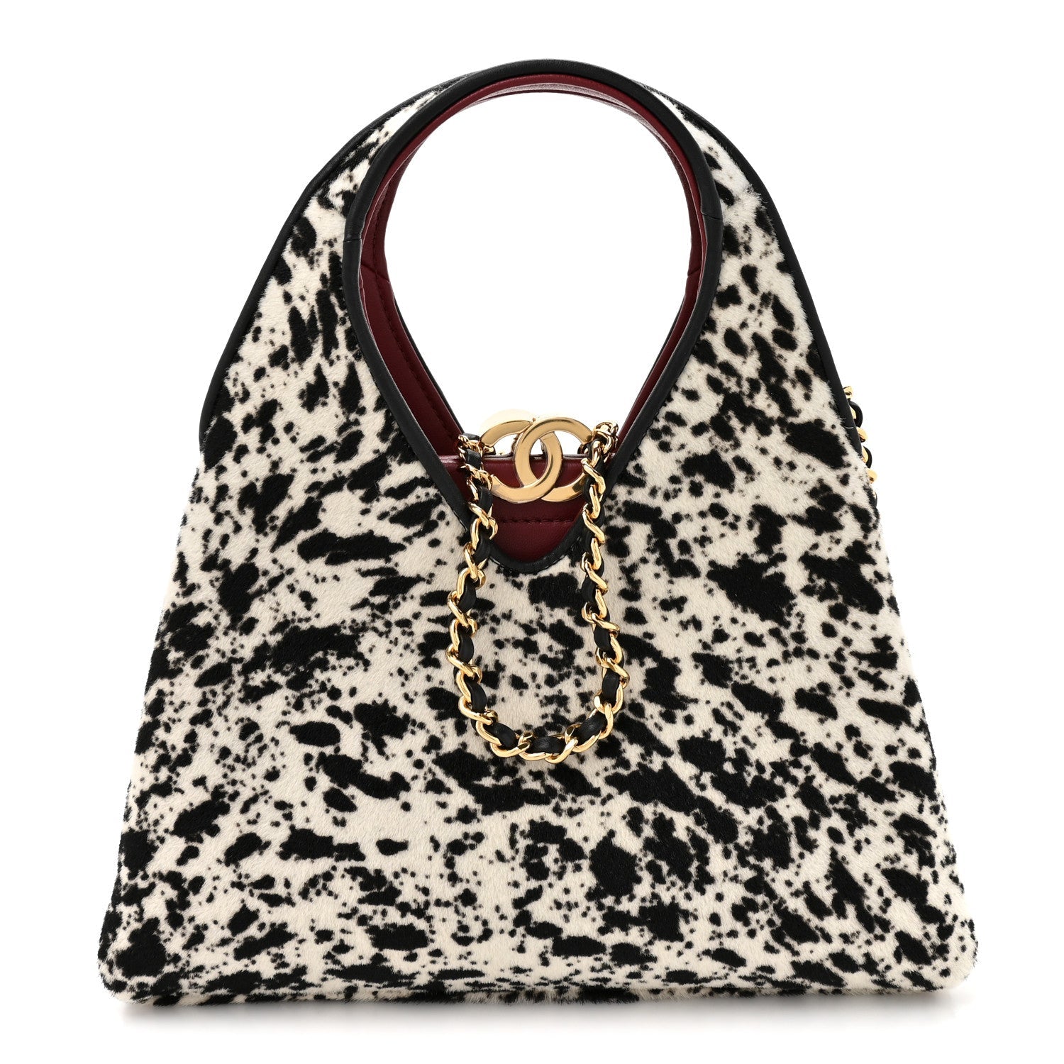 Pony Hair Printed Chic Lady Small Shopping Tote Black White