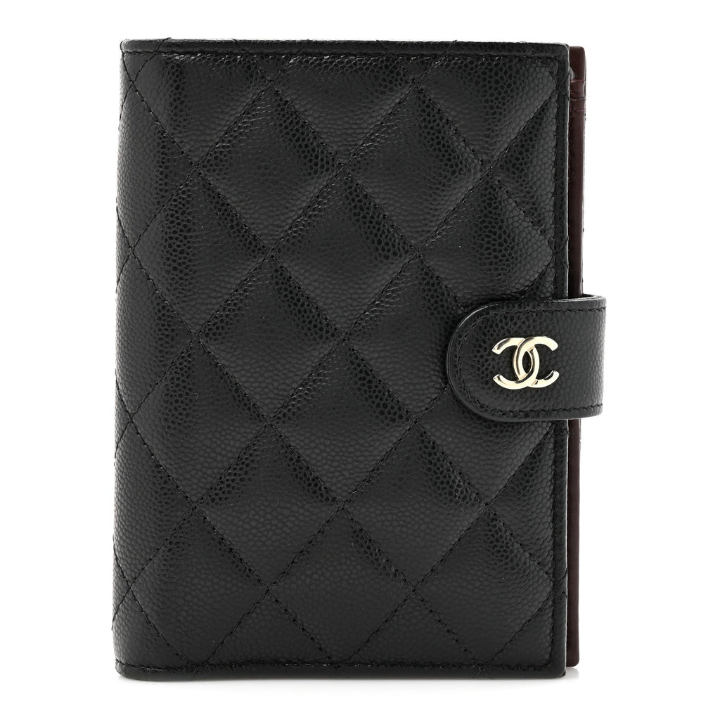 Caviar Quilted Passport Holder Black