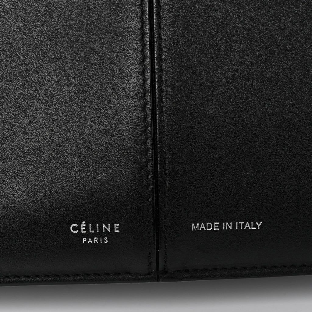 Smooth Calfskin Tri-Fold Clutch on Chain Black