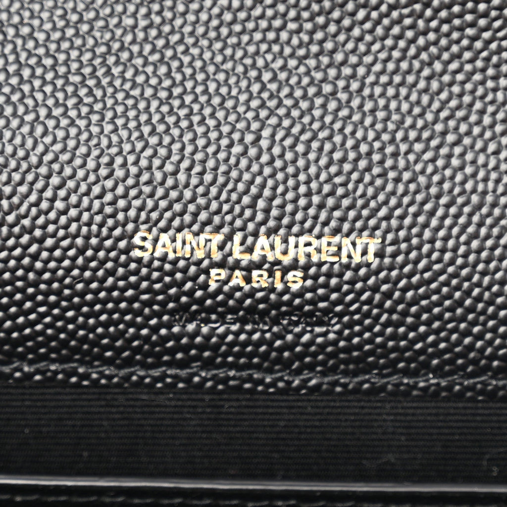 Grain De Poudre Matelasse Chevron Monogram Envelope Chain Wallet Black