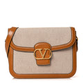 Smooth Calfskin Canvas 9to5 Shoulder Bag Natural Golden
