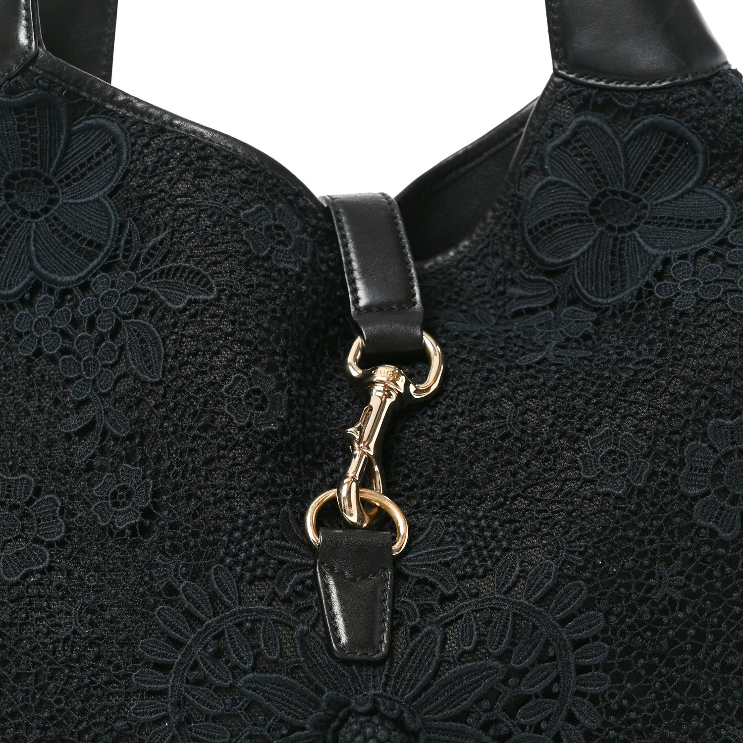Calfsking Lace Large Jackie O Bouvier Hobo Black