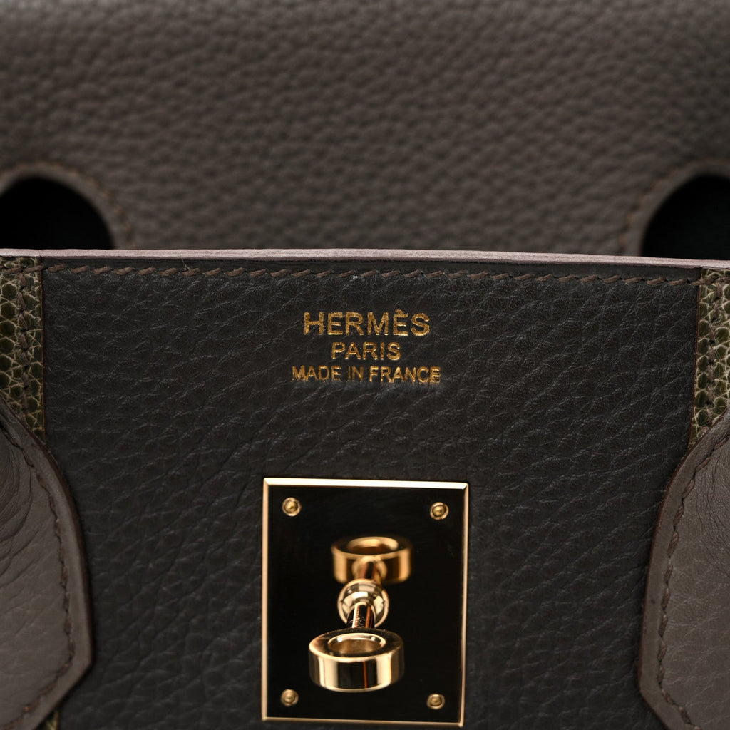 Taurillon Clemence Lizard Club Birkin 35 Etain Graphite