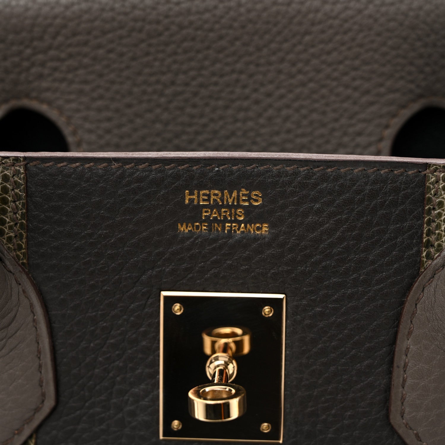 Taurillon Clemence Lizard Club Birkin 35 Etain Graphite