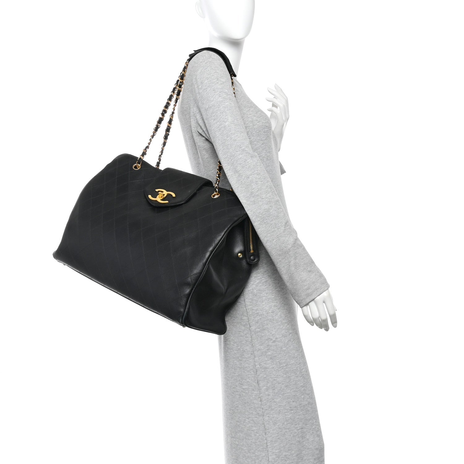 Calfskin Stitched XL Weekender Black