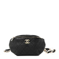 Lambskin Quilted Resin Bi-Color Waist Bag Fanny Pack Black