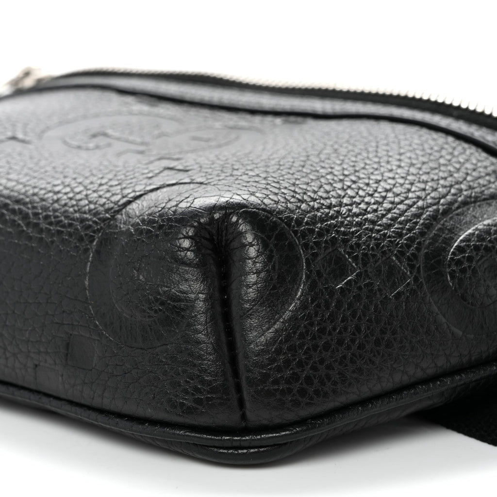 Piuma Calfskin Jumbo GG Embossed Small Belt Bag Black