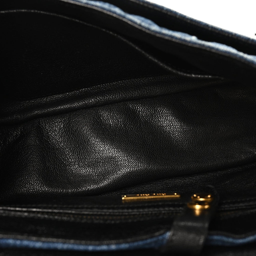 Denim Matelasse Biker Shoulder Bag Avio