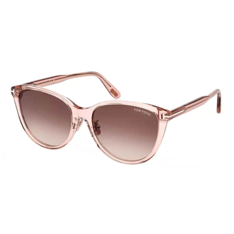 Tom Ford Sunglasses Round Full Rim, Shiny Pink Frame and Brown Gradient Lens FT1055-K72F