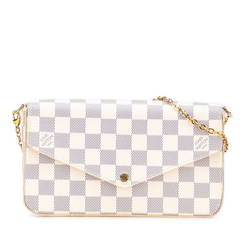 Louis Vuitton Pochette Felicie Damier Azur Chain Shoulder Bag