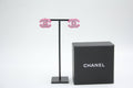 Chanel 2018 Resin Silver Glitter Pink Stud Earrings
