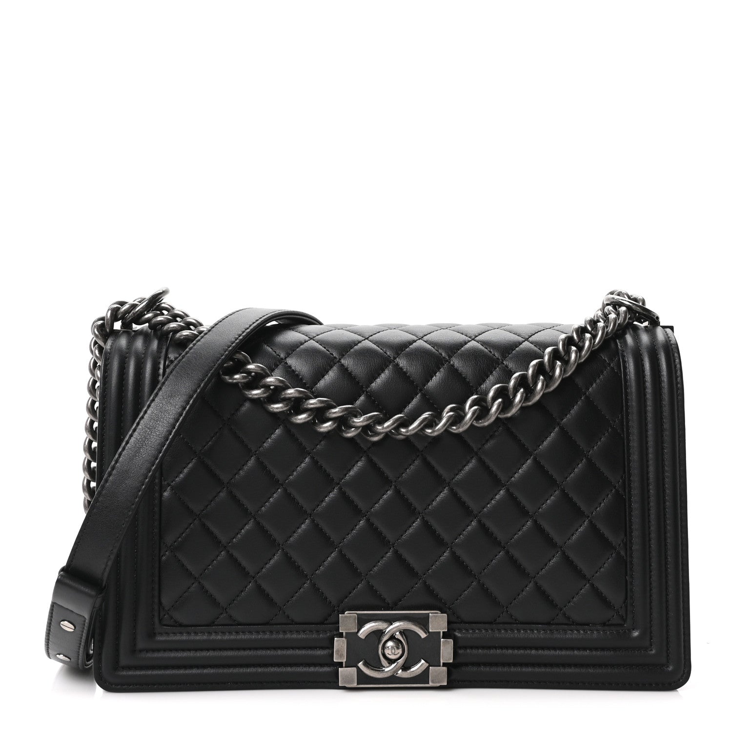 Calfskin Quilted New Medium Boy Flap Black