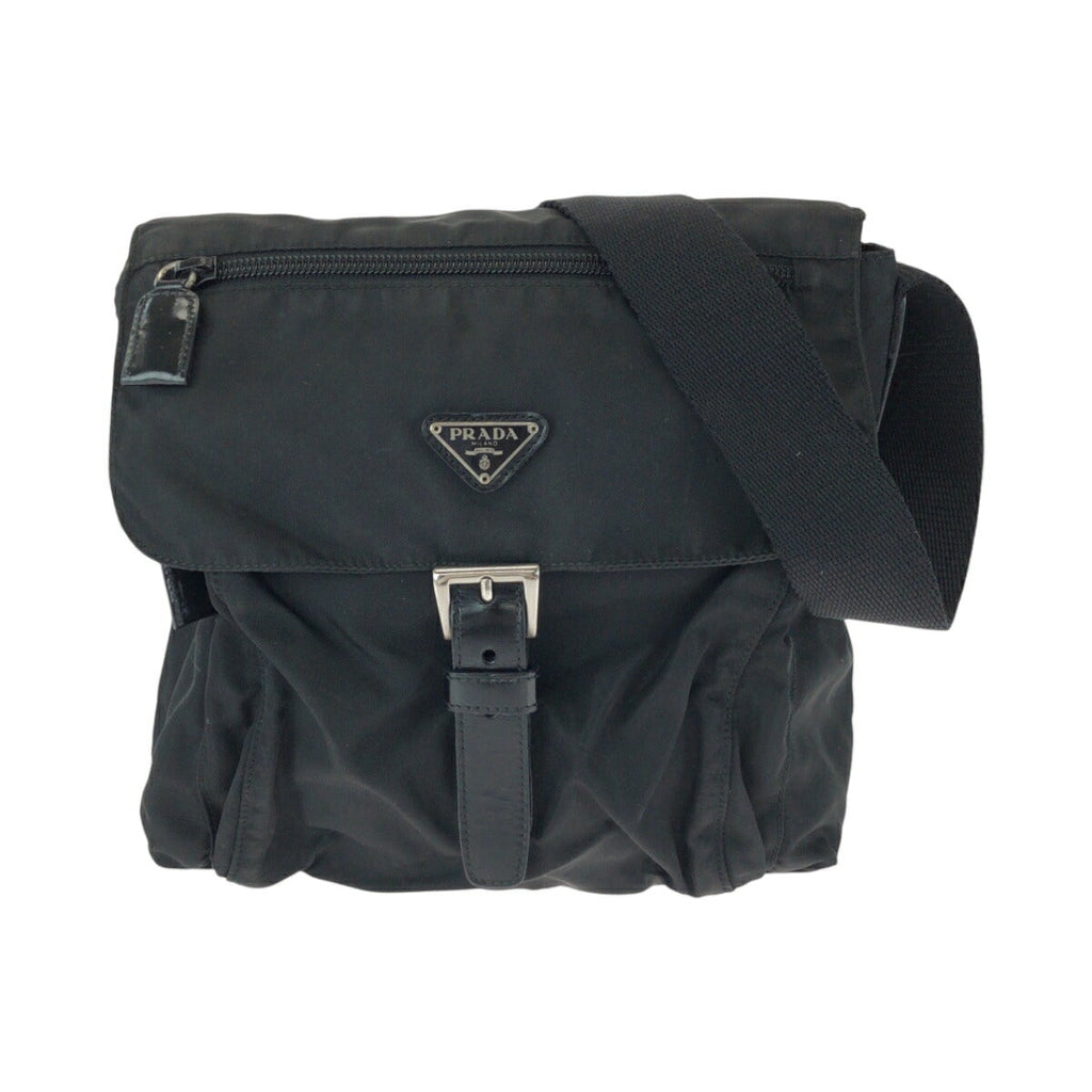 Prada Tessuto Triangle Logo Plate Nylon Shoulder Bag