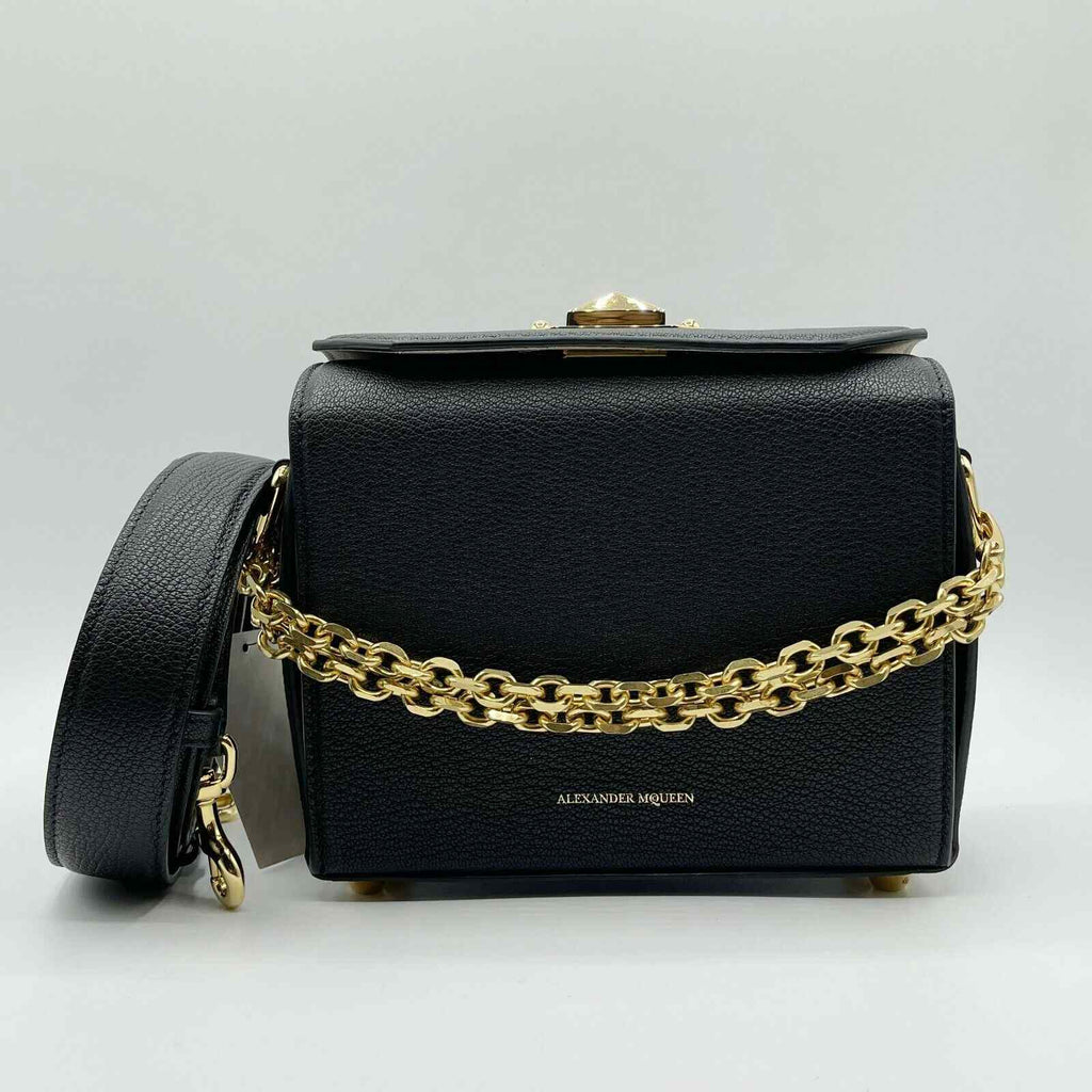 Alexander McQueen Black Leather Box 19 w/Gold Hardware Crossbody Bag