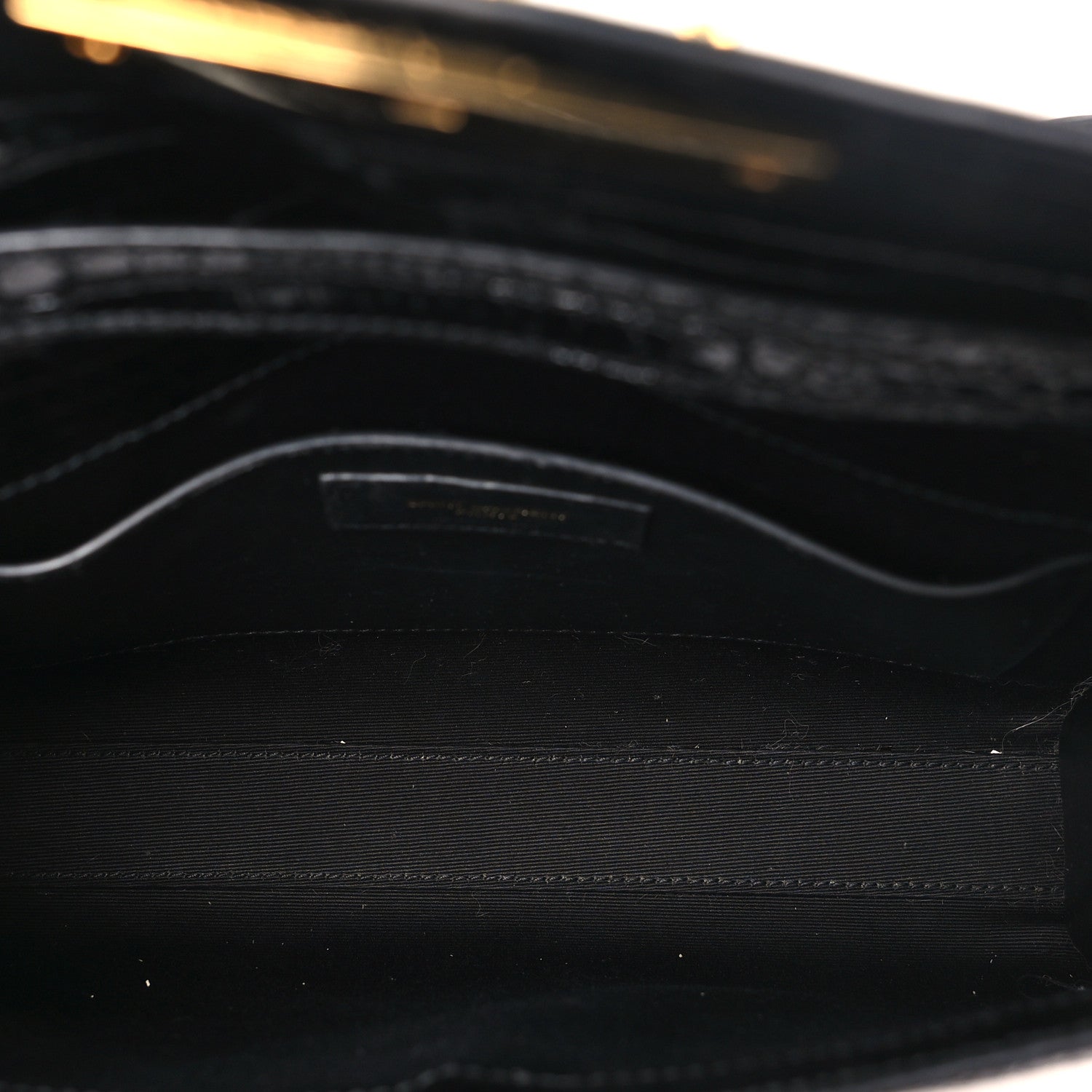 Shiny Calfskin Crocodile Embossed Small Manhattan Baguette Black