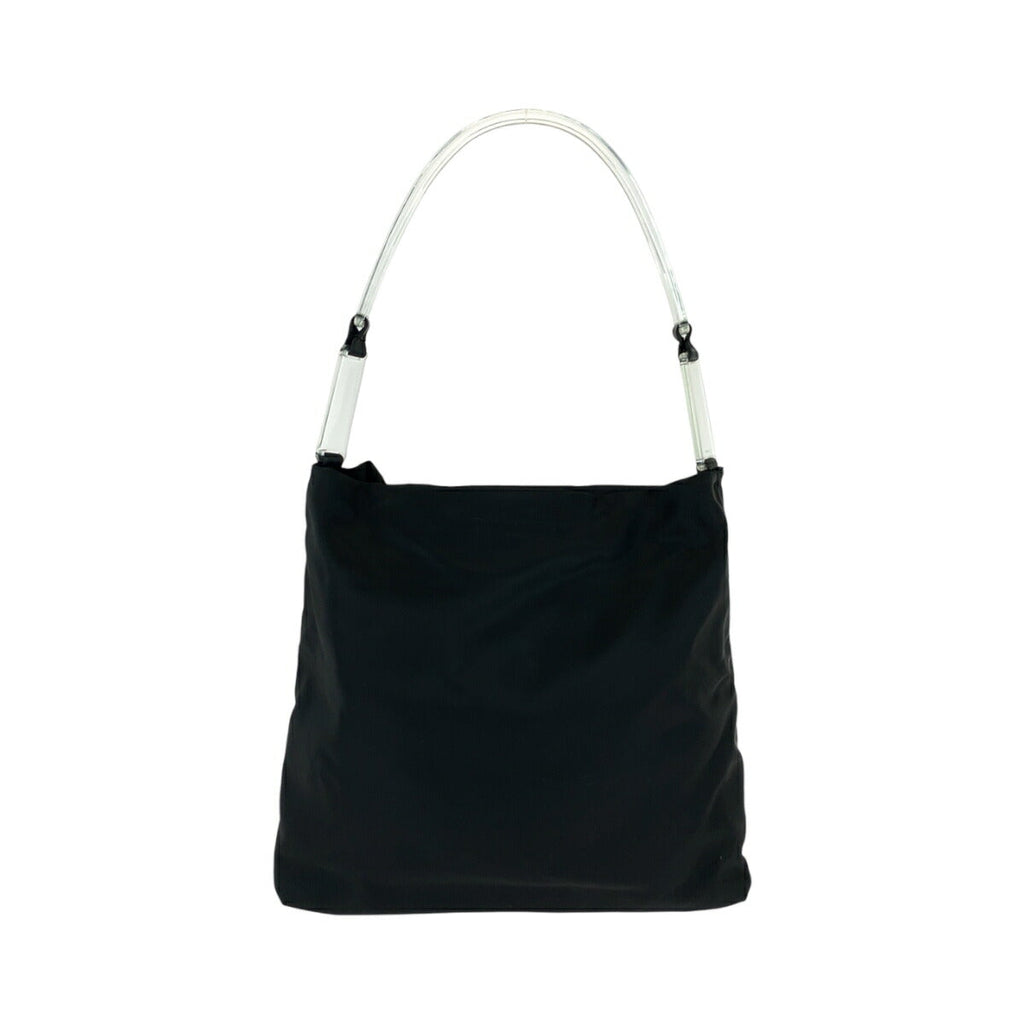 Prada Tessuto Triangle Logo Nylon Shoulder Bag Black