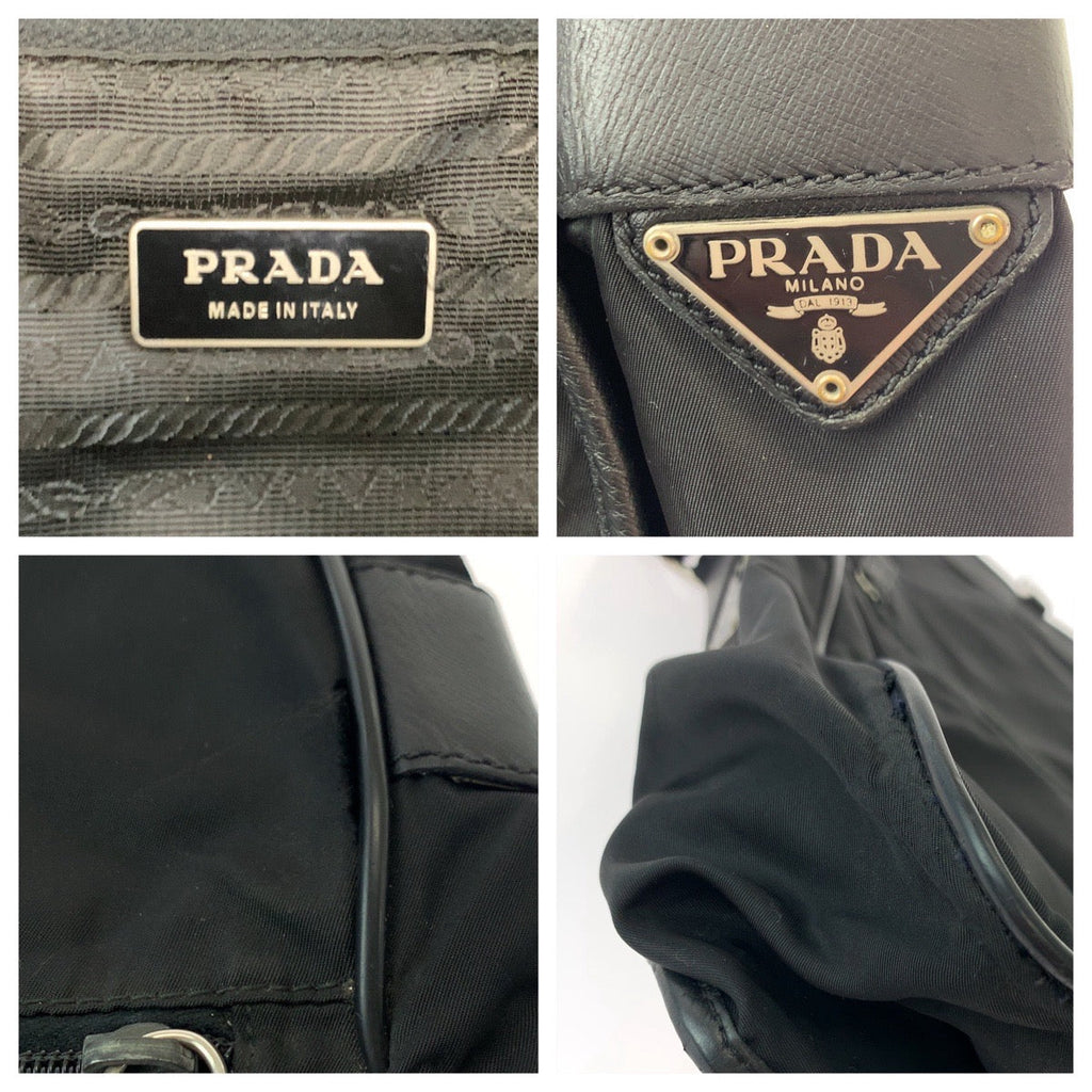 Prada Tessuto Triangle Logo Plate Nylon Shoulder Bag V158