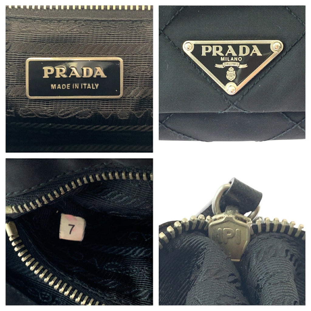 Prada Tessuto Quilted Triangle Logo Plate 2way Shoulder Bag BT0422