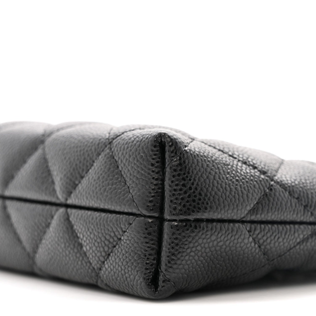 Caviar Quilted Classic Clutch Tote With Chain Black