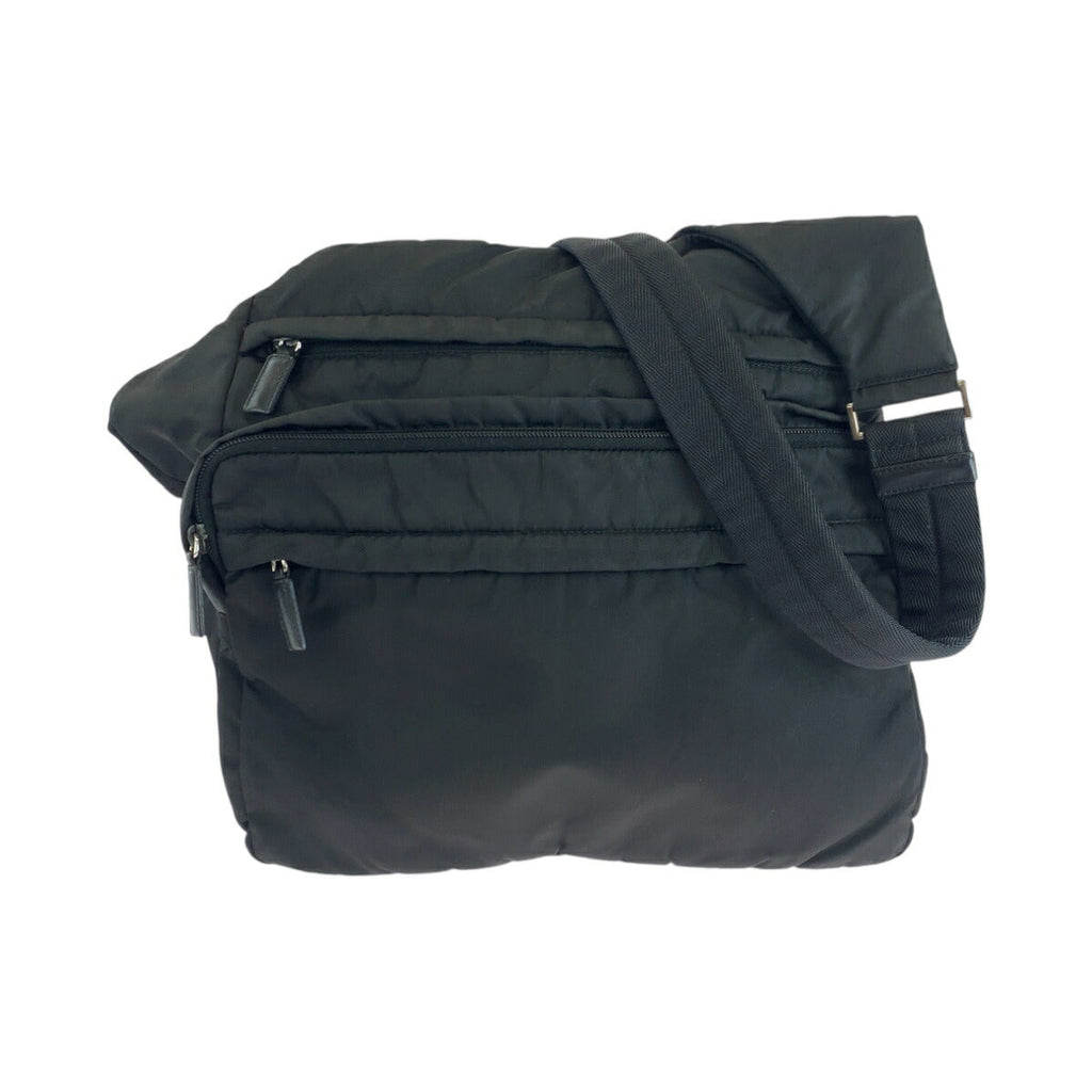 Prada Tessuto Triangle Logo Plate Nylon Shoulder Bag