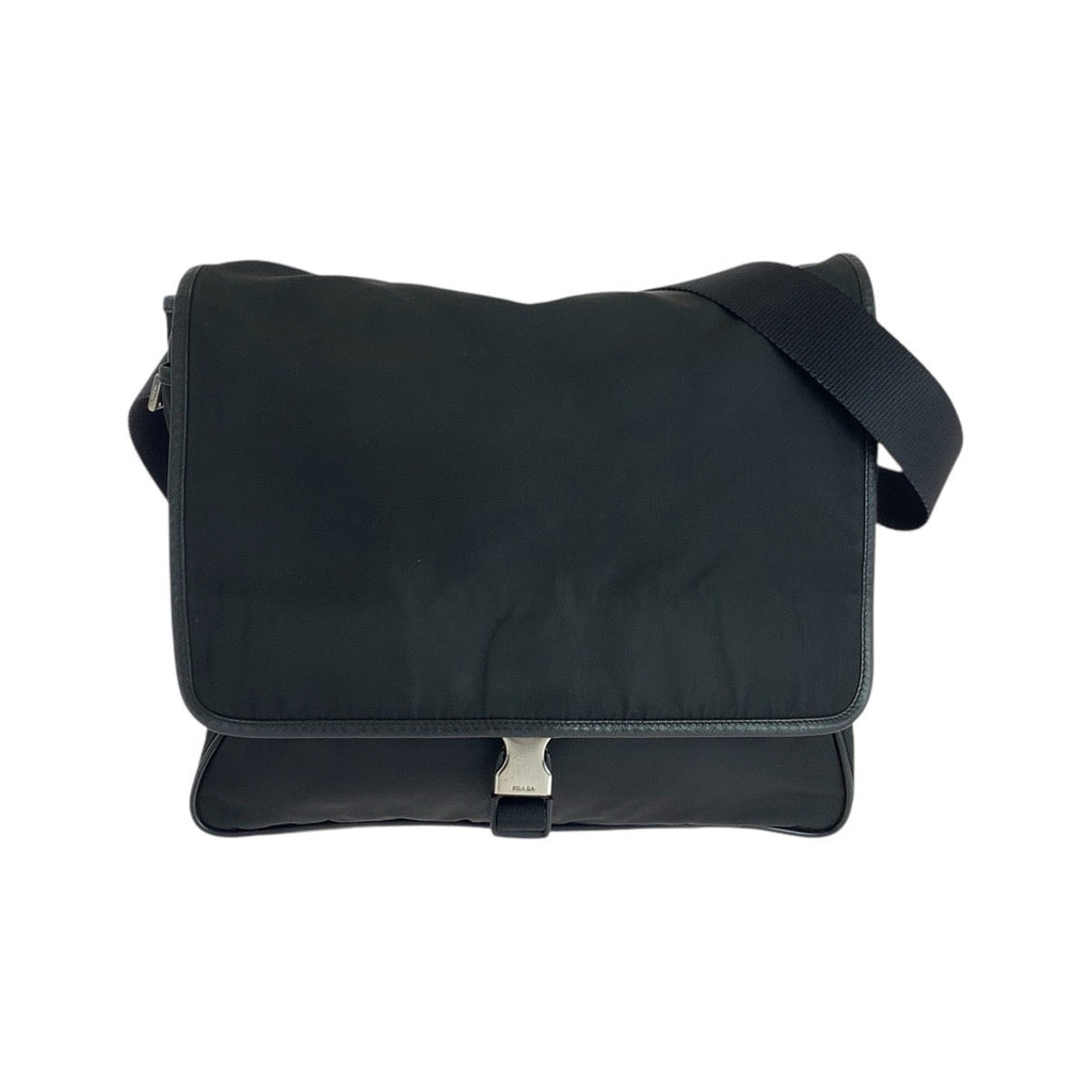 Prada Tessuto Triangle Logo Plate Nylon/Leather Shoulder Bag 502517