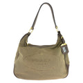 Prada Logo Jacquard Canvas Leather Shoulder Bag