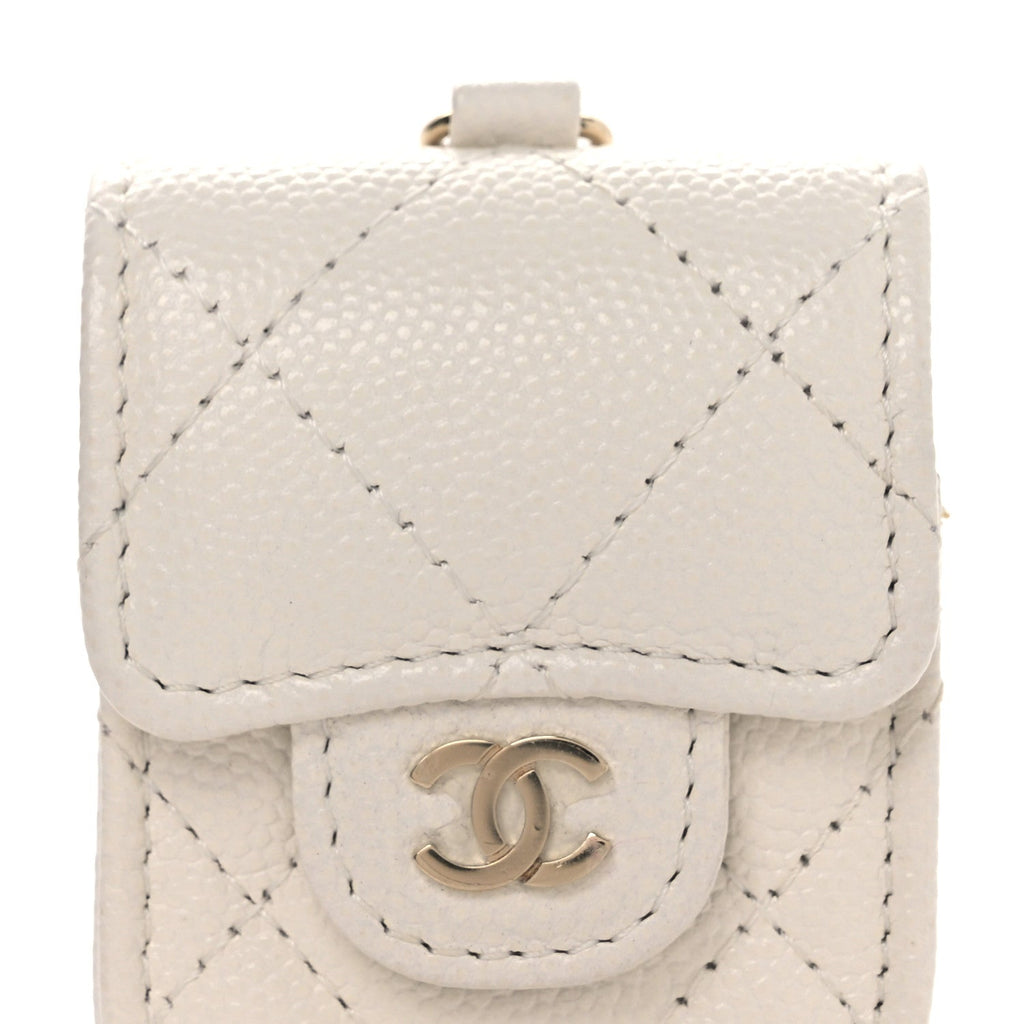 Caviar Quilted Airpods Case White