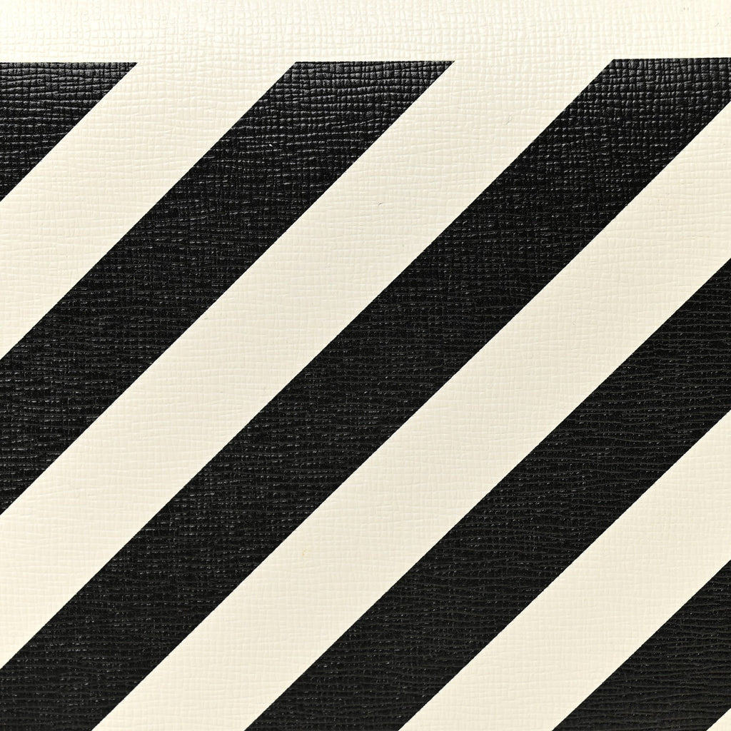 Saffiano Striped Mini Diag Binder Clip Bag White