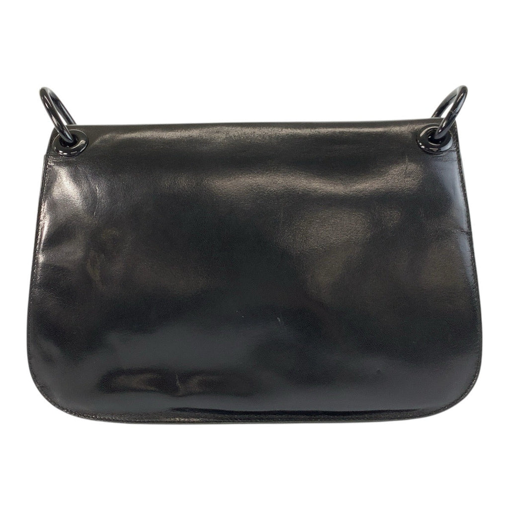 Prada Logo Embossed Leather Shoulder Bag