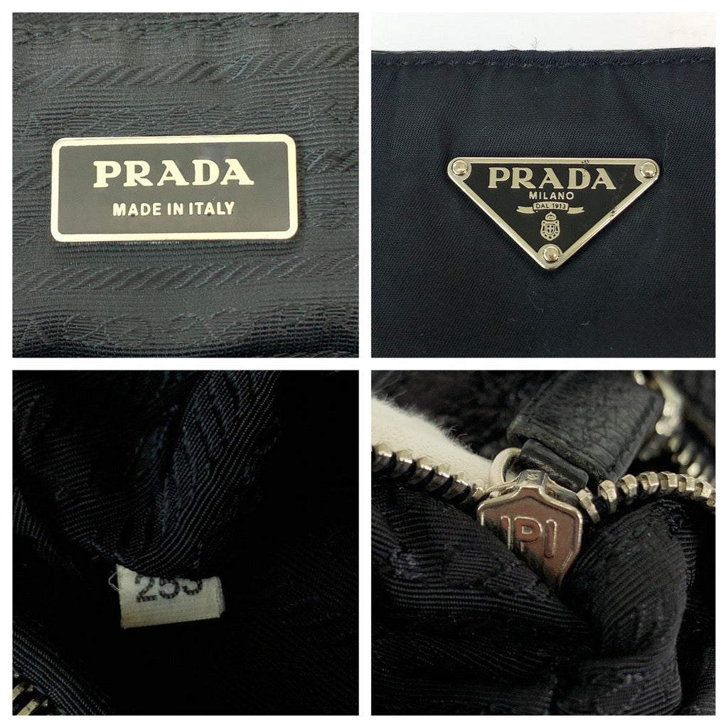 Prada Tessuto Vitello Daino Nylon Leather Shoulder Bag