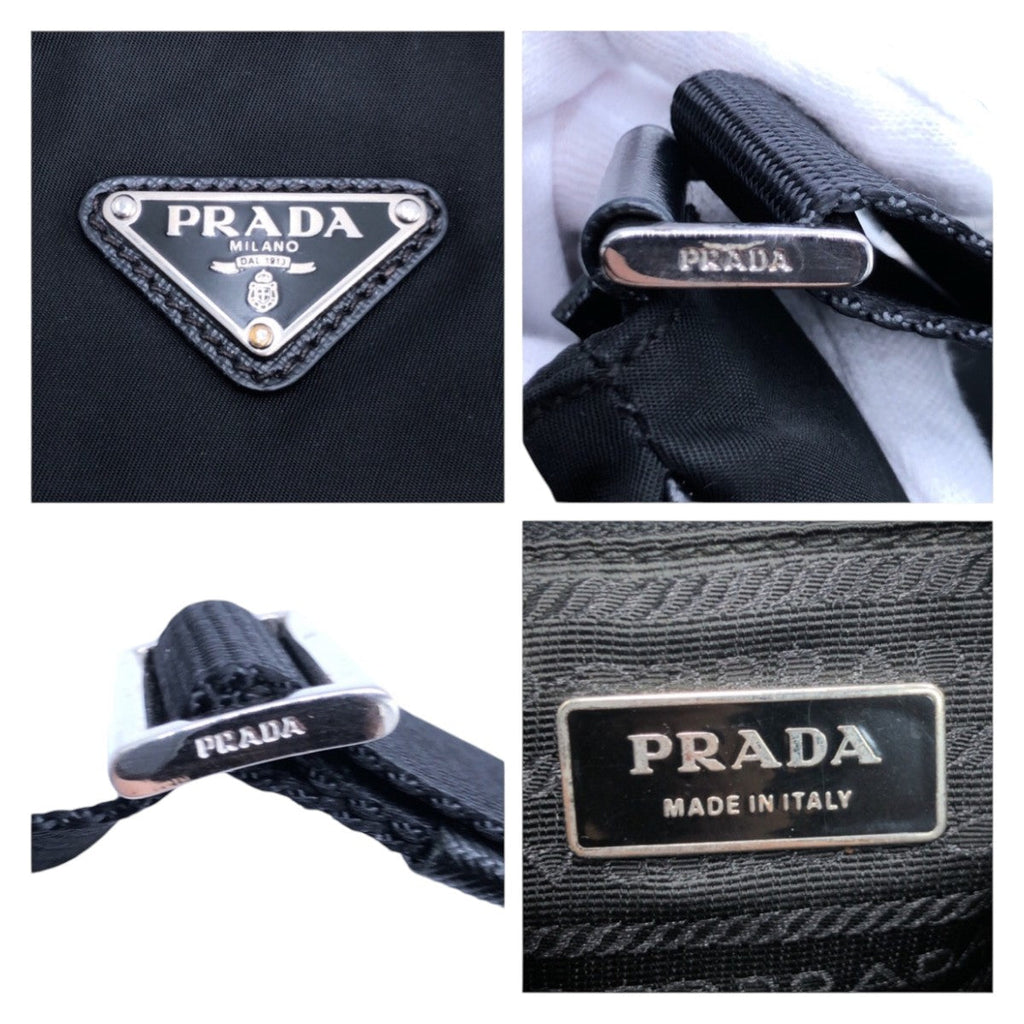 Prada Tessuto Triangle Logo Plate Nylon Shoulder Bag