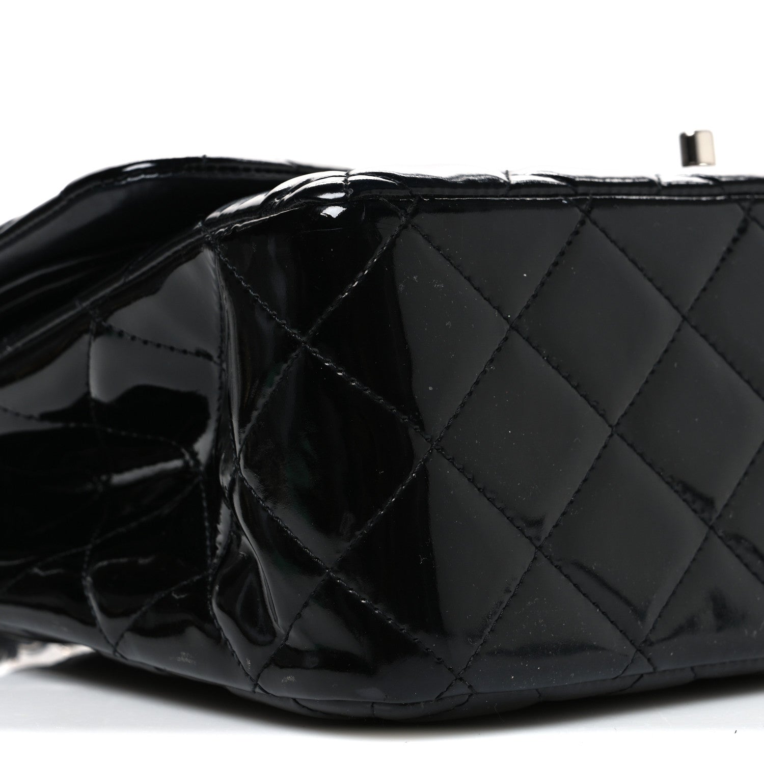 Patent Quilted Jumbo Double Flap Black