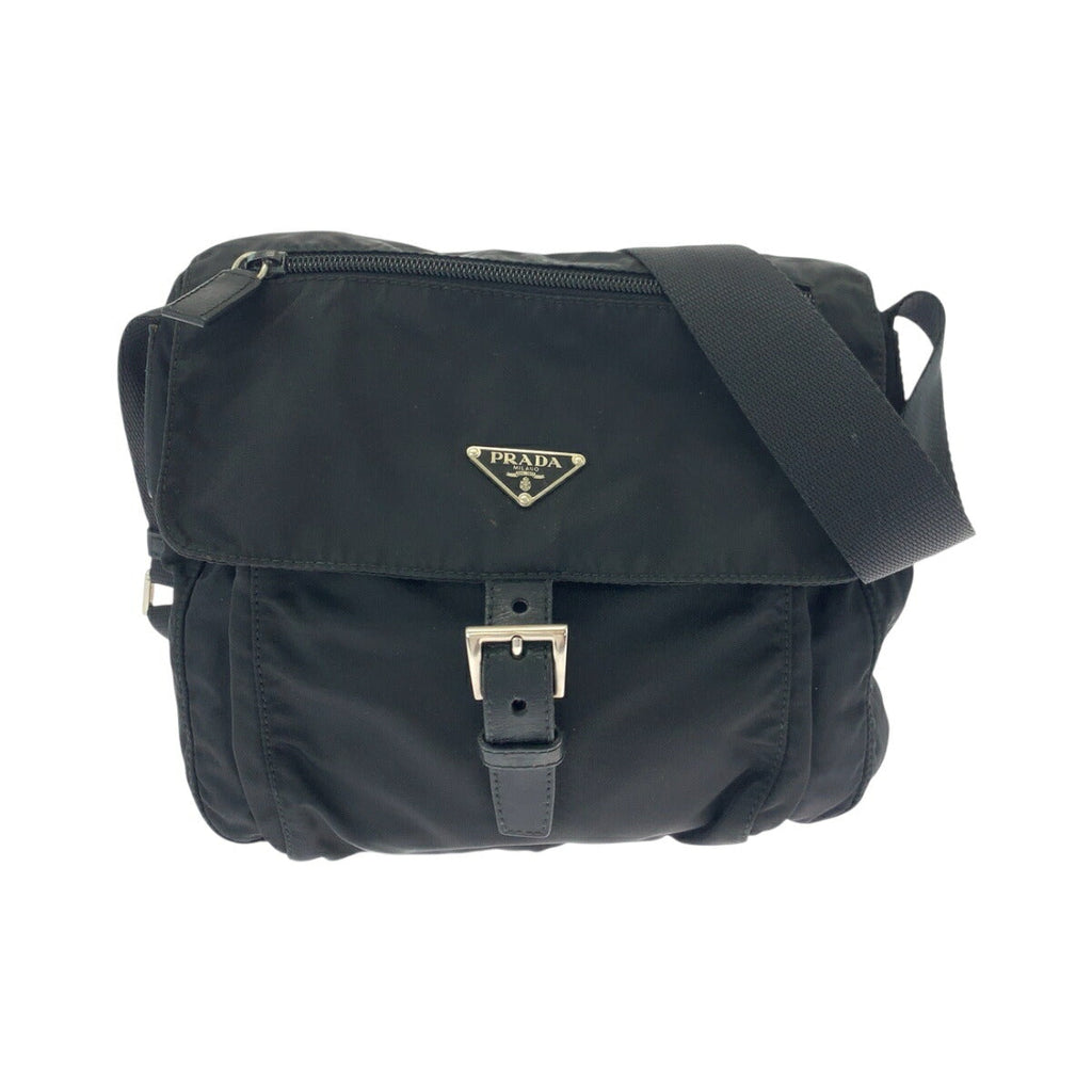 Prada Tessuto Triangle Logo Plate Nylon Shoulder Bag