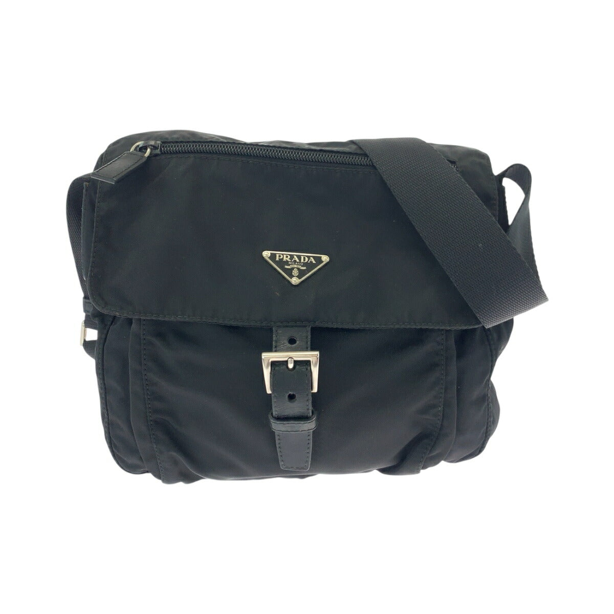 Prada Tessuto Triangle Logo Plate Nylon Shoulder Bag