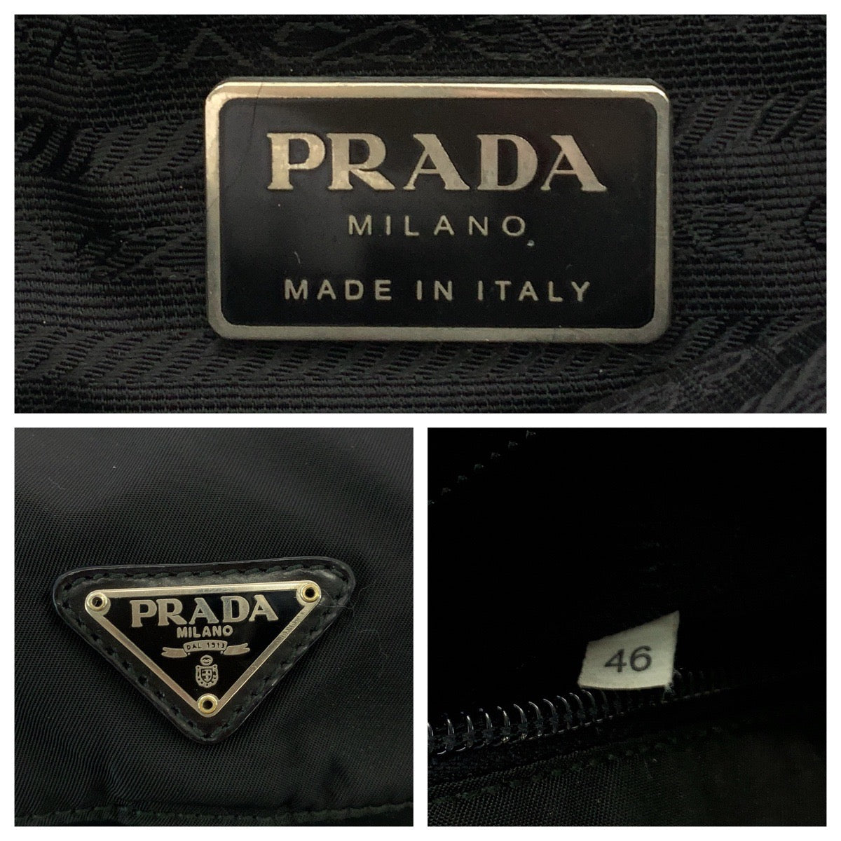 Prada Tessuto Triangle Logo Plate Nylon Shoulder Bag