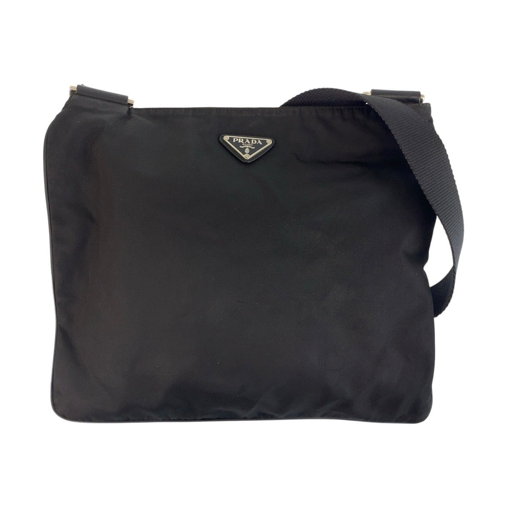 Prada Tessuto Triangle Logo Plate Nylon Shoulder Bag