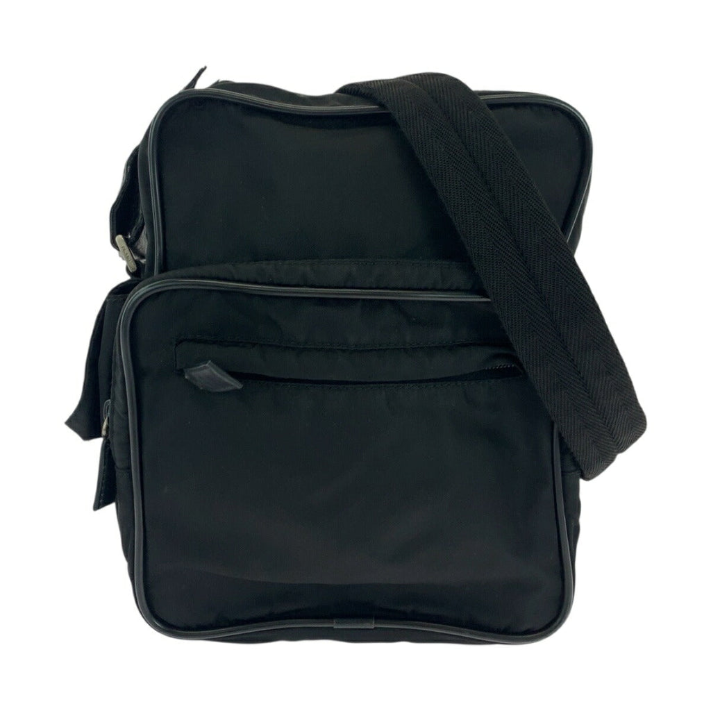 Prada Tessuto Triangle Logo Plate Nylon Shoulder Bag