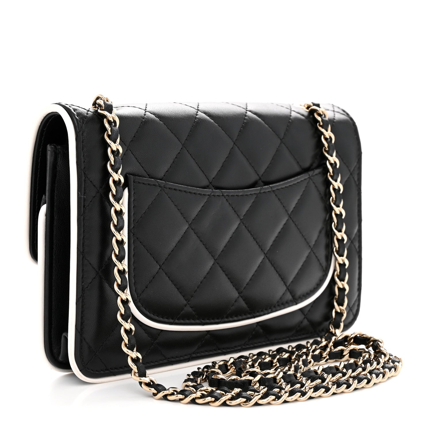 Lambskin Quilted Resin CC Mini Flap Bag Black White