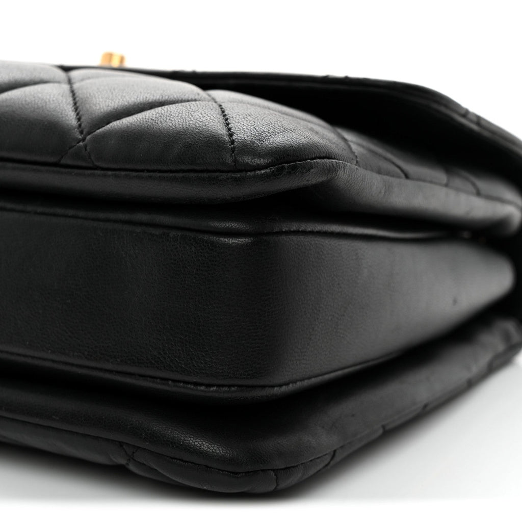 Lambskin Quilted Small Trendy CC Dual Handle Flap Bag Black