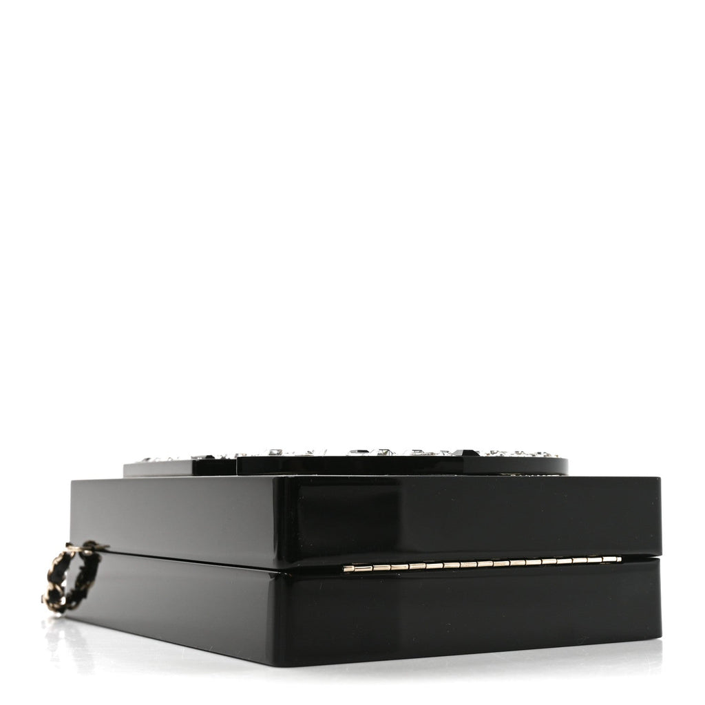 Plexiglass Strass Mosaic No 5 Minaudiere Clutch Black Gold