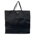 Prada Triangle Logo Plate Satin Tote Bag