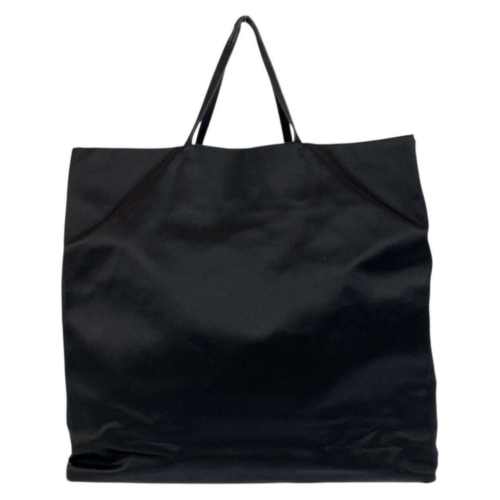Prada Triangle Logo Plate Satin Tote Bag
