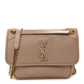 Lambskin Matelasse Monogram Medium Niki Chain Satchel Dark Beige