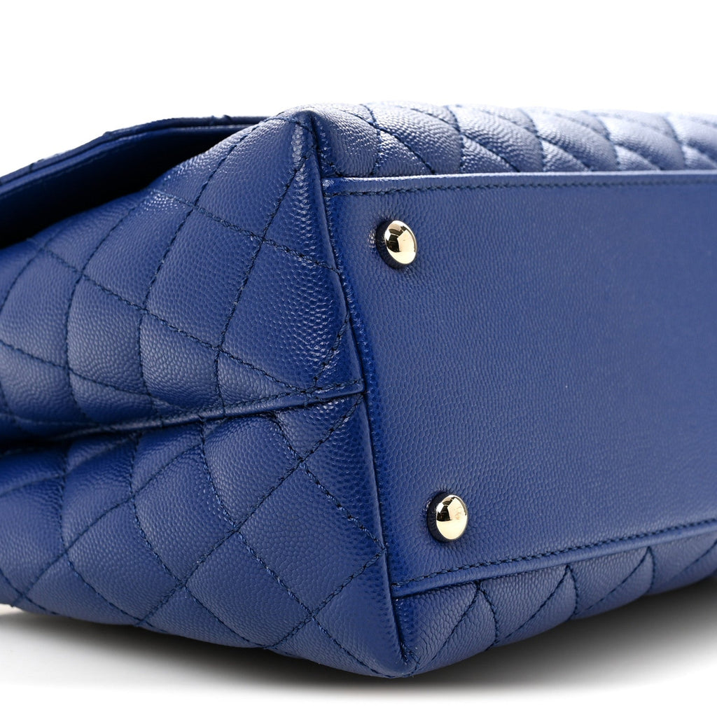 Caviar Quilted Small Coco Handle Flap Blue