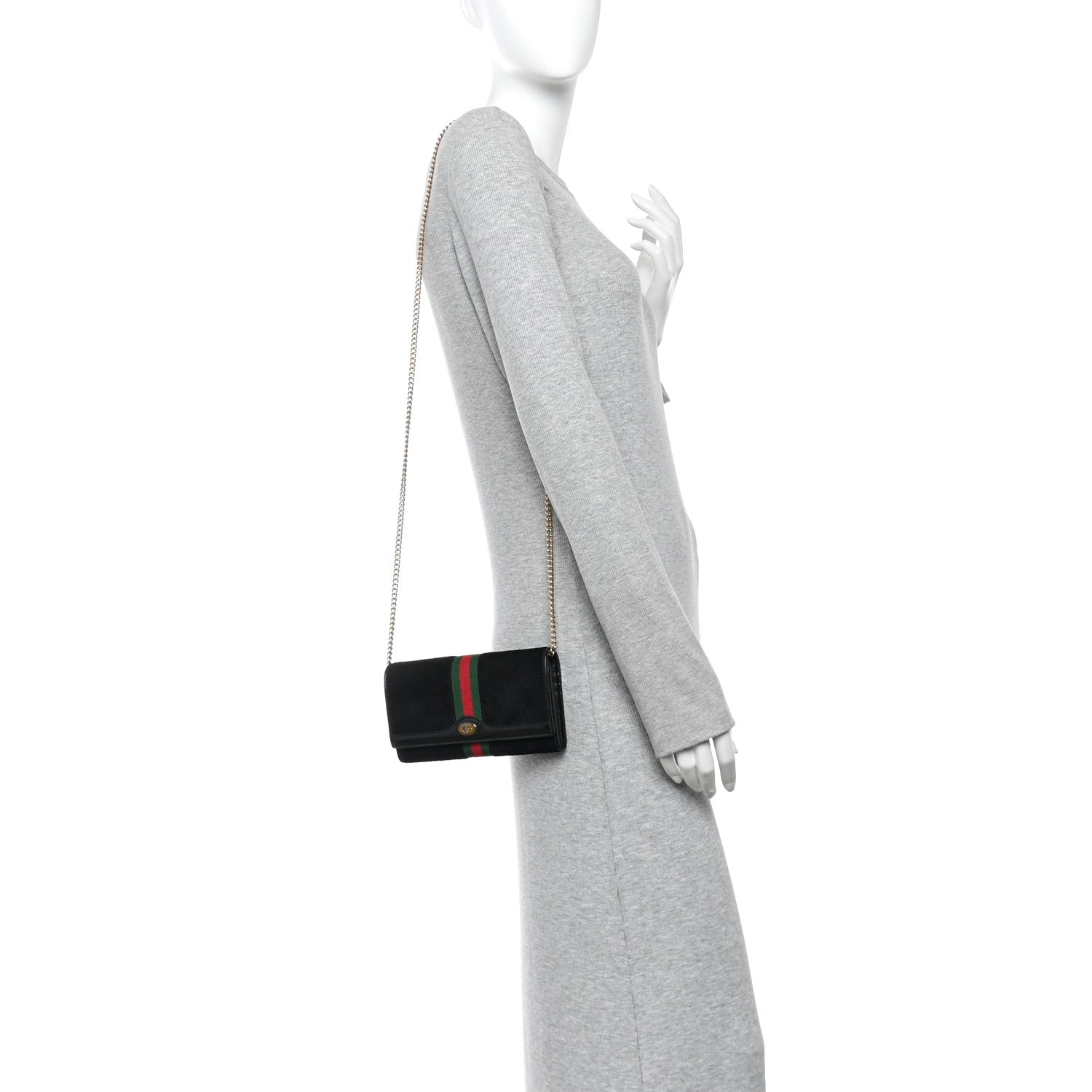 Suede Patent Web Ophidia Wallet On Chain Black
