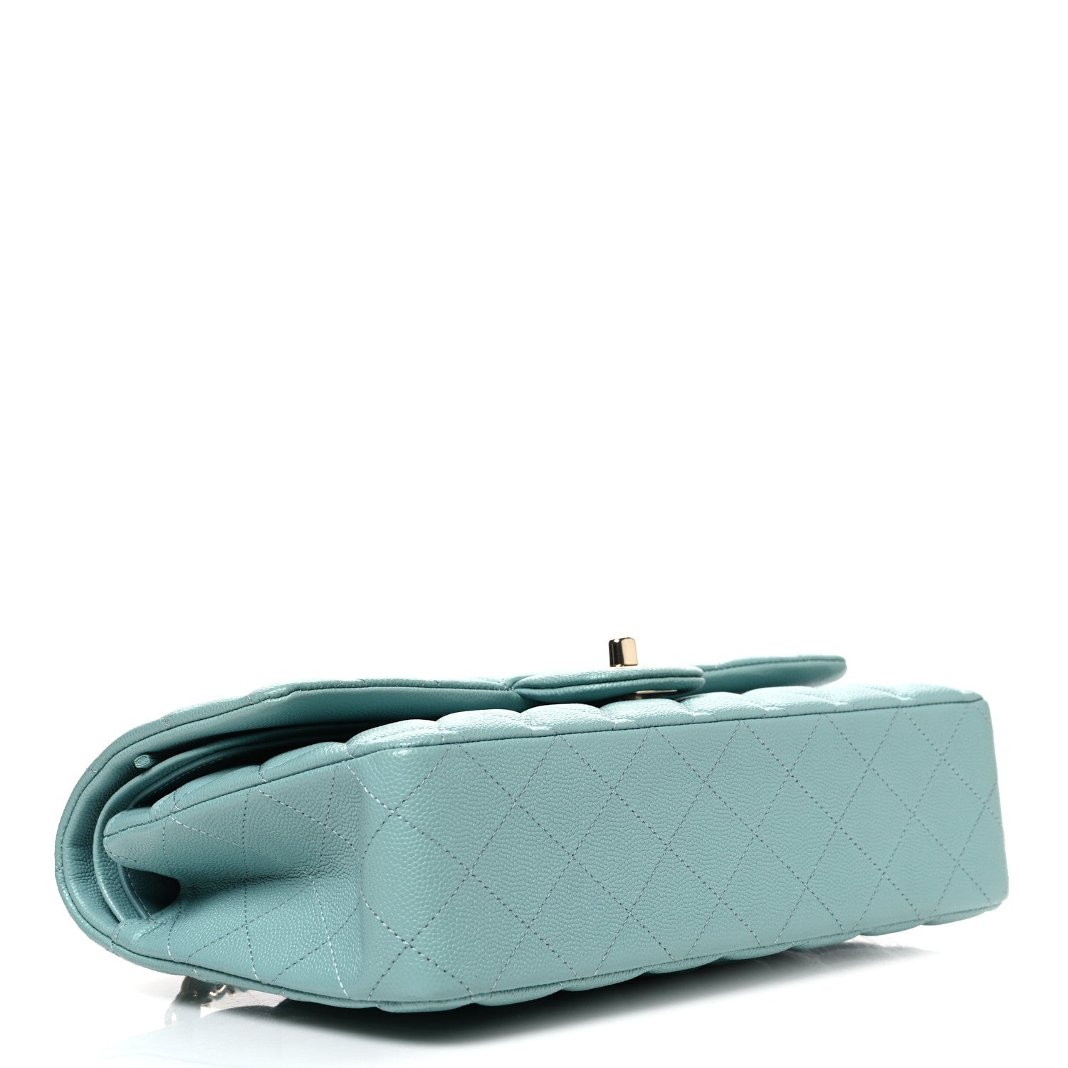 Caviar Quilted Medium Double Flap Light Blue