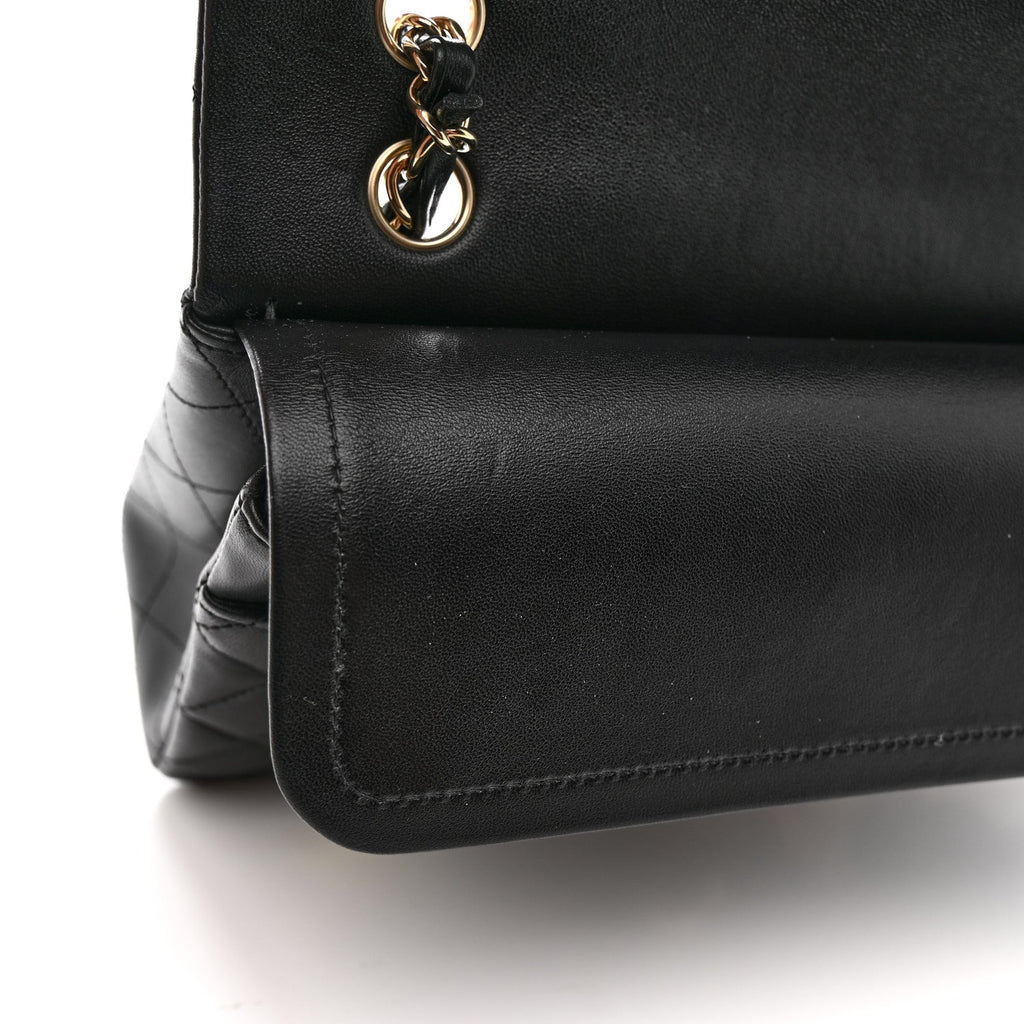 Lambskin Quilted Medium Hollywood Charms Double Flap Black