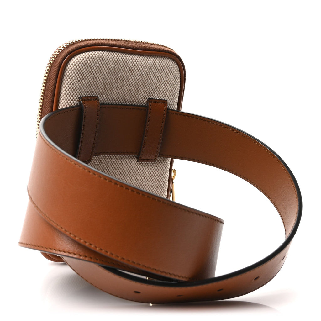 Vintage Canvas Calfskin Web Belted iPhone Case 90 36 Sand Cuir